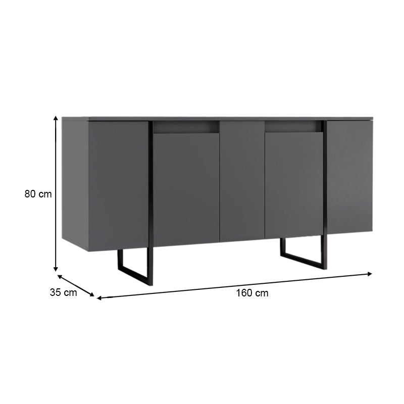 Μπουφές Luxe Megapap χρώμα ανθρακί 160x35x80εκ. - Hippiehome.gr