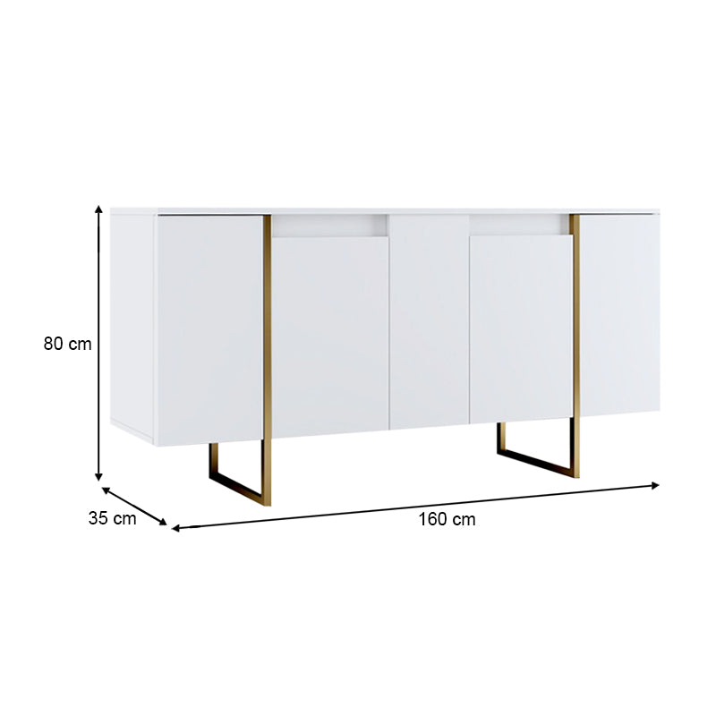 Μπουφές Luxe Megapap χρώμα λευκό - χρυσό 160x35x80εκ. - Hippiehome.gr