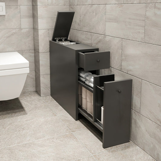 Ντουλάπι μπάνιου Calencia Megapap χρώμα ανθρακί 20x60x55εκ. - Hippiehome.gr