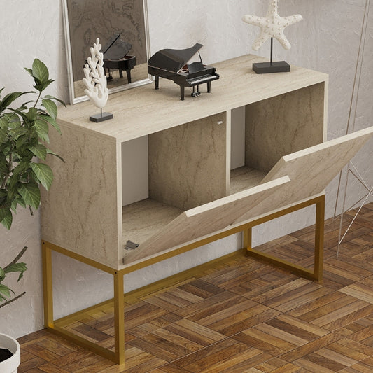 Κονσόλα - Μπουφές Zermat Megapap χρώμα μπεζ travertine - χρυσό 90x34x70εκ. - Hippiehome.gr