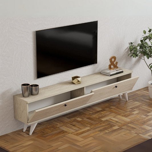 Έπιπλο τηλεόρασης Paris Megapap χρώμα travertine 160x25x35εκ. - Hippiehome.gr