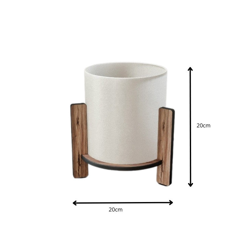 Φωτιστικό επιτραπέζιο Pine Megapap E27 Mdf χρώμα καρυδί - κρεμ Ø20x20εκ. - Hippiehome.gr
