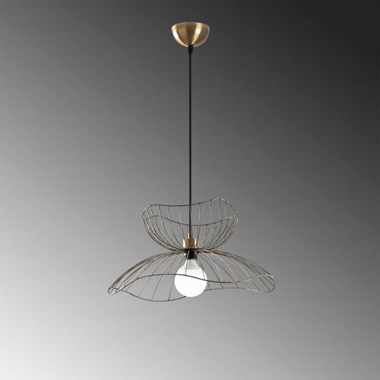 Φωτιστικό οροφής Farac Megapap E27 μεταλλικό μονόφωτο χρώμα χρυσό vintage Ø50x31/111εκ. - Hippiehome.gr