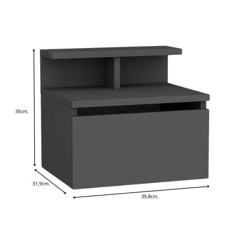 Κομοδίνο επιτοίχιο Arsen Megapap χρώμα ανθρακί 39,8x31,9x35εκ. - Hippiehome.gr
