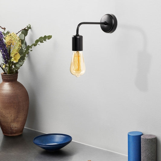 Απλίκα τοίχου Aven Megapap E27 μεταλλική χρώμα μαύρο 8x20x15εκ. - Hippiehome.gr