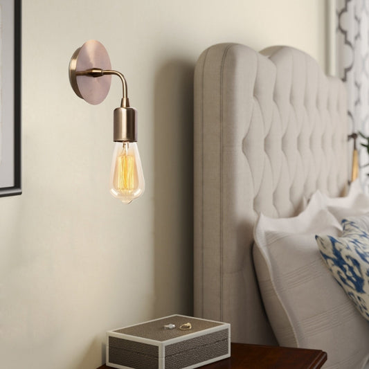 Απλίκα τοίχου Arken Megapap E27 μεταλλική χρώμα χρυσό vintage 12x12x20εκ. - Hippiehome.gr