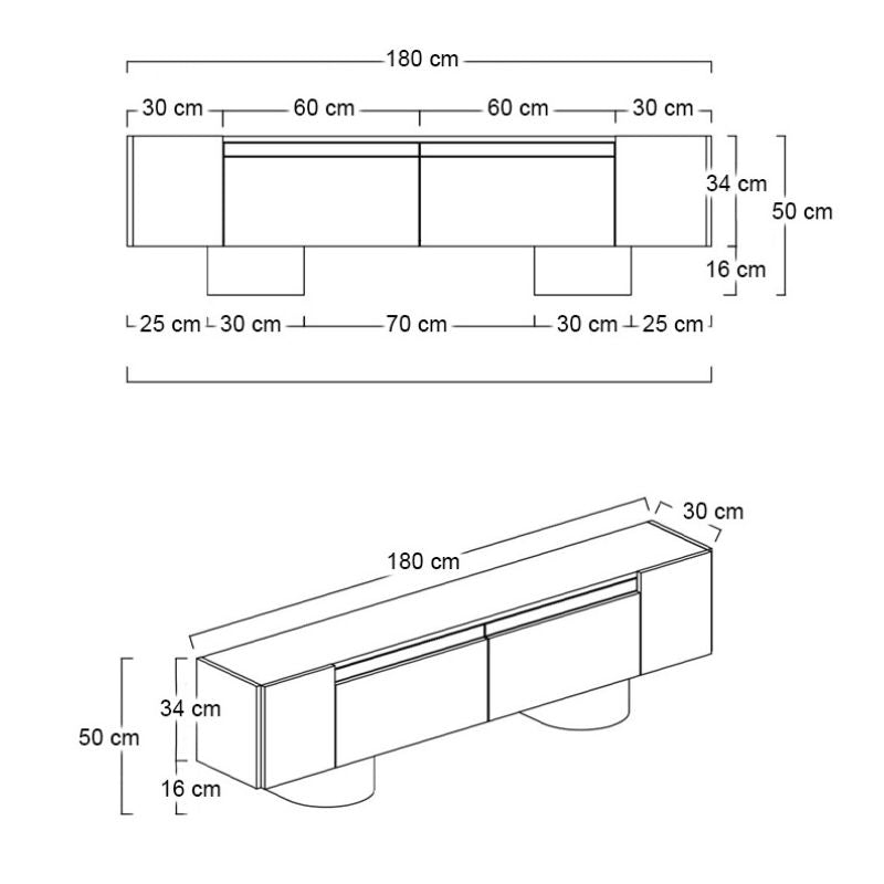 Έπιπλο τηλεόρασης Haven Megapap χρώμα ανθρακί 180x30x50εκ. - Hippiehome.gr