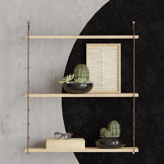 Ραφιέρα τοίχου Armoni Megapap χρώμα sapphire oak - καφέ μέταλλο 72x20x85εκ. - Hippiehome.gr