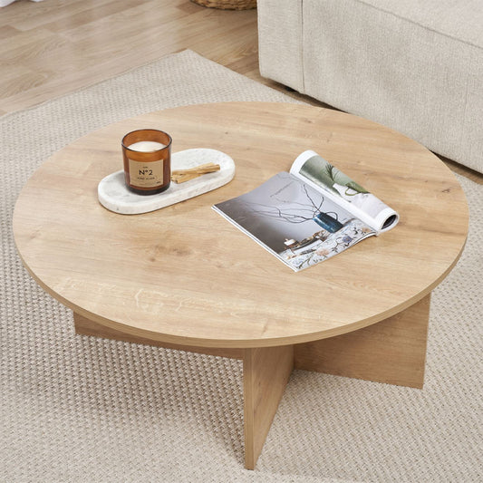 Τραπεζάκι σαλονιού Soleil Megapap χρώμα sapphire oak Ø90x40εκ. - Hippiehome.gr