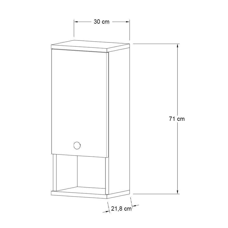 Ντουλάπι μπάνιου επιτοίχιο Mis Megapap χρώμα sapphire oak 30x21,8x71εκ. - Hippiehome.gr