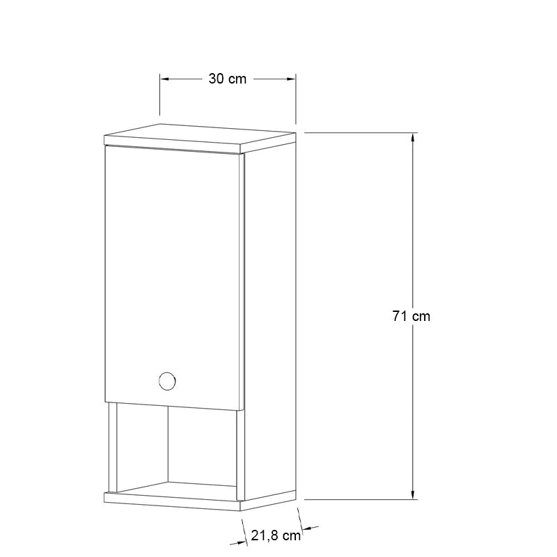 Ντουλάπι μπάνιου επιτοίχιο Mis Megapap χρώμα λευκό 30x21,8x71εκ. - Hippiehome.gr
