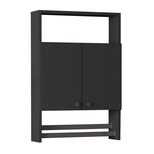 Ντουλάπι μπάνιου επιτοίχιο Ela Megapap χρώμα ανθρακί 60x15x87εκ. - Hippiehome.gr