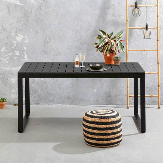 Τραπέζι κήπου Poseidon Megapap μεταλλικό - μασίφ ξύλο χρώμα μαύρο 150x82x75εκ. - Hippiehome.gr