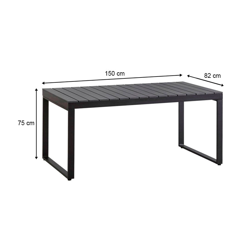 Τραπέζι κήπου Poseidon Megapap μεταλλικό - μασίφ ξύλο χρώμα μαύρο 150x82x75εκ. - Hippiehome.gr