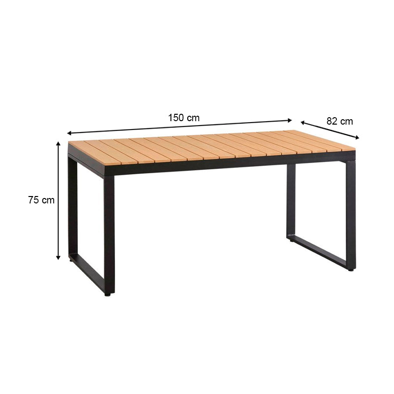 Τραπέζι κήπου Poseidon Megapap μεταλλικό - μασίφ ξύλο χρώμα μαύρο - καρυδί 150x82x75εκ. - Hippiehome.gr