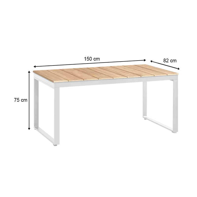 Τραπέζι κήπου Poseidon Megapap μεταλλικό - μασίφ ξύλο χρώμα λευκό - φυσικό 150x82x75εκ. - Hippiehome.gr