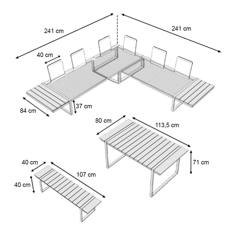 Σαλόνι κήπου γωνιακό Artemis Megapap σετ 4 τμχ μέταλλο - ξύλο χρώμα λευκό - καρυδί - Hippiehome.gr