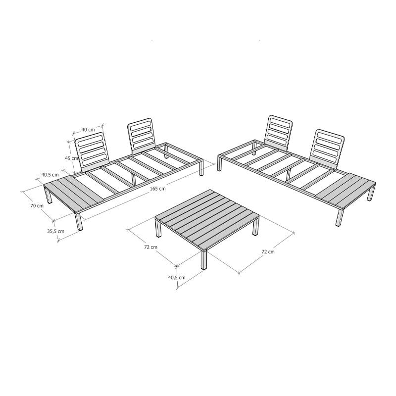 Σαλόνι κήπου Echo Megapap σετ 3 τμχ μέταλλο - ξύλο χρώμα μαύρο - γκρι - Hippiehome.gr