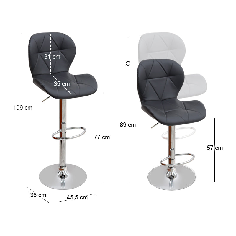 Σκαμπό μπαρ Dolores Megapap με ρυθμιζόμενο ύψος PU μαύρο - βάση χρωμίου 45,5x38x89/109εκ. - Hippiehome.gr