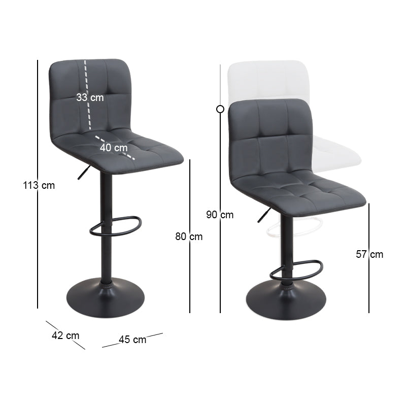 Σκαμπό μπαρ Carmelo Megapap με ρυθμιζόμενο ύψος PU μαύρο - βάση μαύρο ματ 45x42x90/113εκ. - Hippiehome.gr