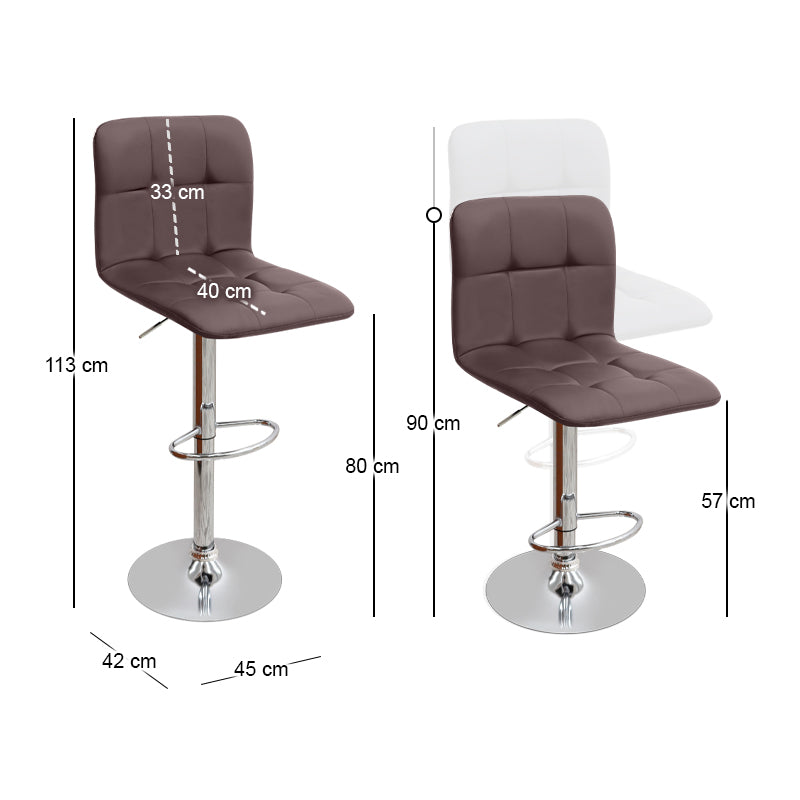 Σκαμπό μπαρ Carmelo Megapap με ρυθμιζόμενο ύψος PU καφέ - βάση χρωμίου 45x42x90/113εκ. - Hippiehome.gr