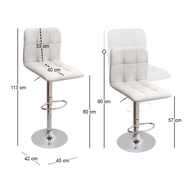 Σκαμπό μπαρ Carmelo Megapap με ρυθμιζόμενο ύψος PU λευκό - βάση χρωμίου 45x42x90/113εκ. - Hippiehome.gr