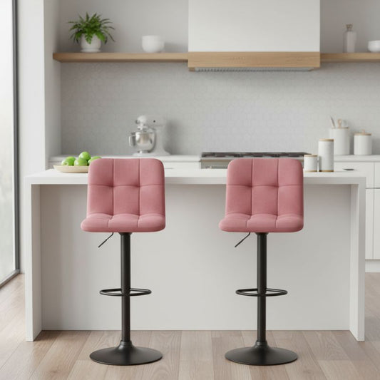 Σκαμπό μπαρ Carmelo Megapap με ρυθμιζόμενο ύψος βελούδο σάπιο μήλο - βάση μαύρο ματ 45x42x90/113εκ. - Hippiehome.gr