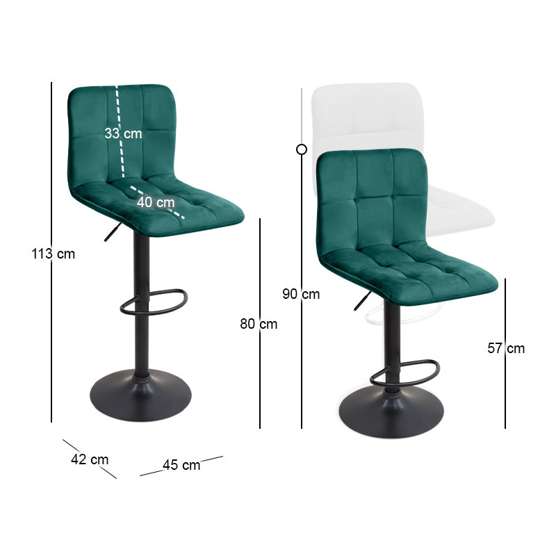 Σκαμπό μπαρ Carmelo Megapap με ρυθμιζόμενο ύψος βελούδο κυπαρισσί - βάση μαύρο ματ 45x42x90/113εκ. - Hippiehome.gr