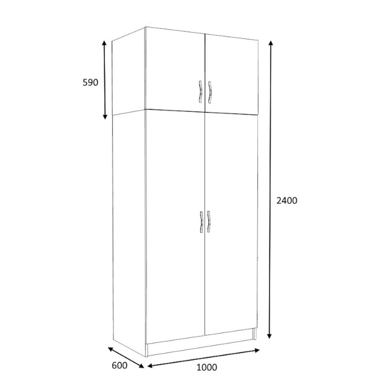 Ντουλάπα ρούχων Victoria Megapap δίφυλλη με πατάρι χρώμα φυσικό οξιάς 100x60x240εκ. - Hippiehome.gr