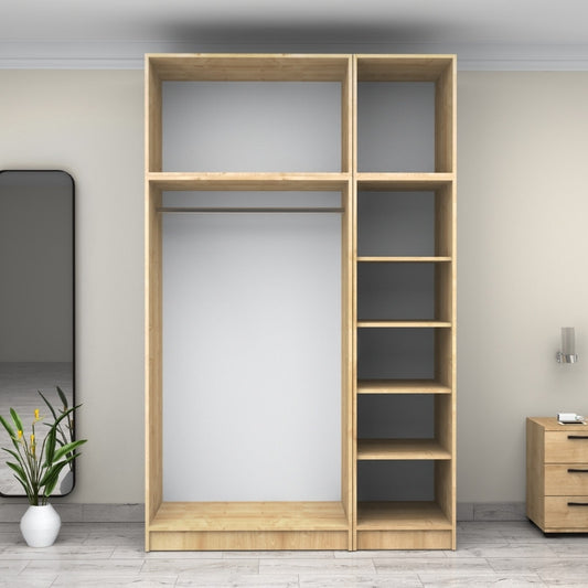 Ντουλάπα ρούχων Victoria Megapap τρίφυλλη με πατάρι χρώμα φυσικό οξιάς 150x60x240εκ. - Hippiehome.gr