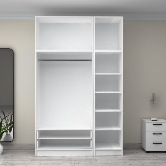 Ντουλάπα ρούχων Victoria Megapap τρίφυλλη με πατάρι και συρτάρια χρώμα λευκό 150x60x240εκ. - Hippiehome.gr