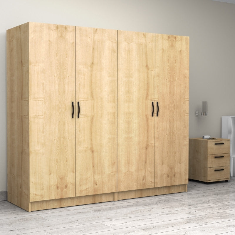 Ντουλάπα ρούχων Victoria Megapap τετράφυλλη χρώμα φυσικό οξιάς 200x60x181εκ. - Hippiehome.gr