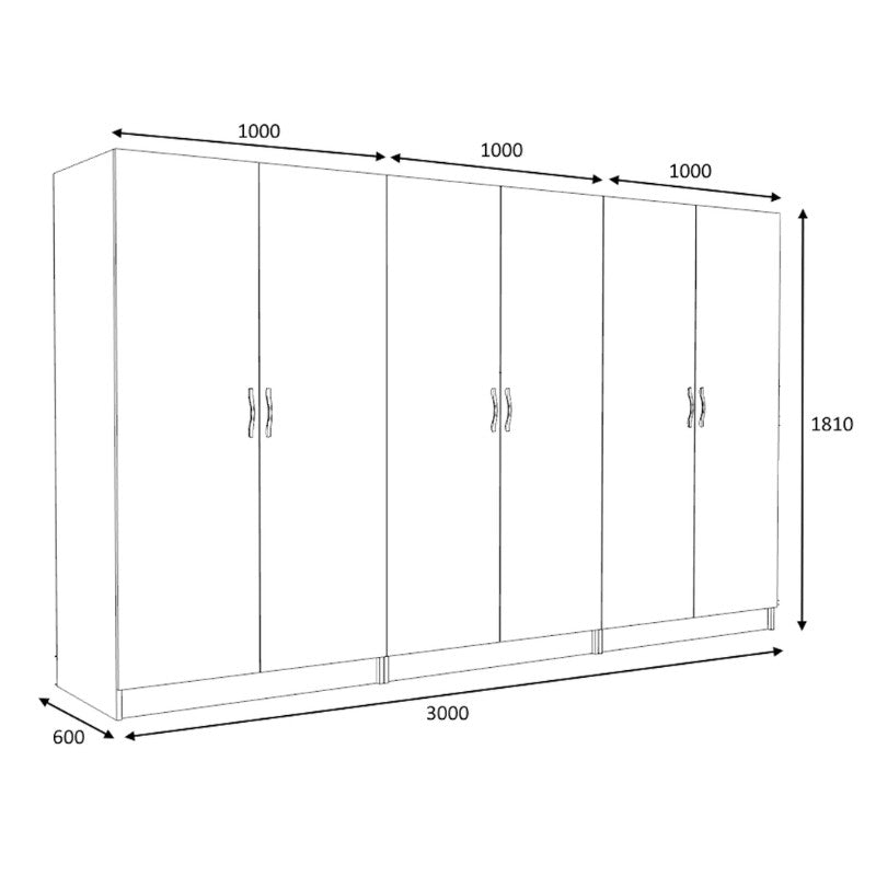 Ντουλάπα ρούχων Victoria Megapap εξάφυλλη χρώμα φυσικό οξιάς 300x60x181εκ. - Hippiehome.gr