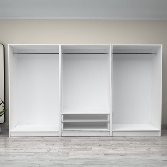 Ντουλάπα ρούχων Victoria Megapap εξάφυλλη με συρτάρια χρώμα λευκό 300x60x181εκ. - Hippiehome.gr