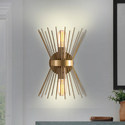 Απλίκα τοίχου Kirpi Megapap E27 μεταλλική χρώμα χρυσό 23x5x33εκ. - Hippiehome.gr