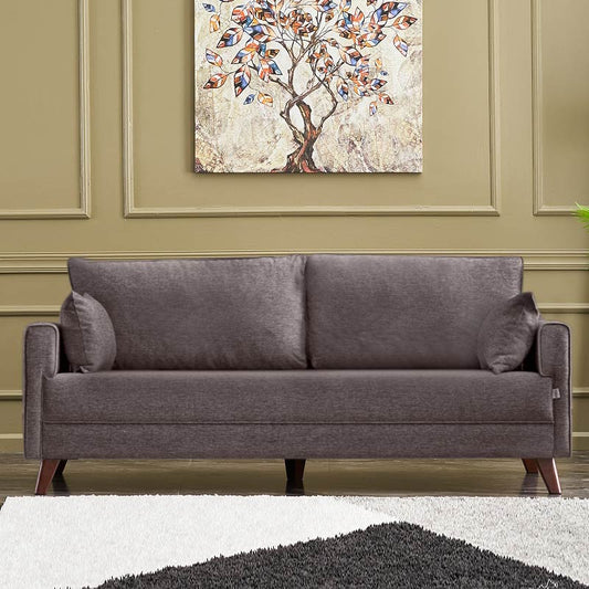 Καναπές Bella Megapap τριθέσιος υφασμάτινος χρώμα καφέ 208x81x85εκ. - Hippiehome.gr