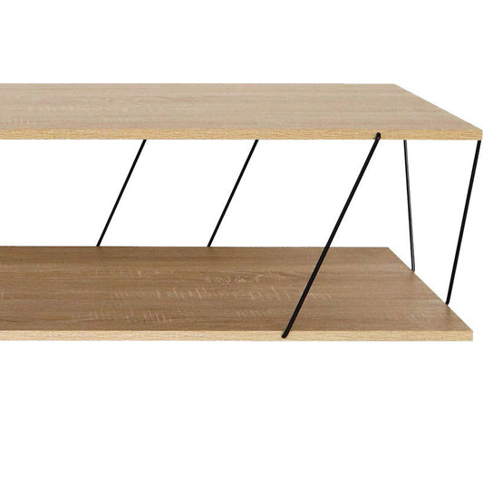 Tραπέζι σαλονιού Tars pakoworld οακ-μαύρο 120x48x30εκ - Hippiehome.gr