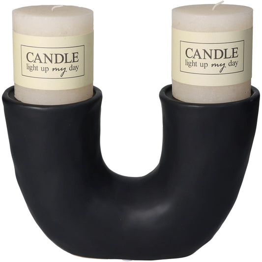 Κηροπήγιο ArteLibre Μαύρο Κεραμικό 23x9x15.5cm - Hippiehome.gr