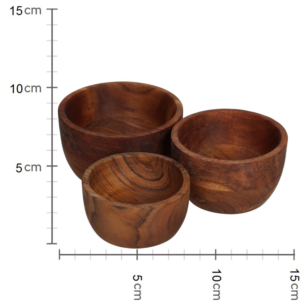 Μπολ ArteLibre Καφέ Ξύλο 11.4x11.4x6.5cm Σετ 3Τμχ - Hippiehome.gr