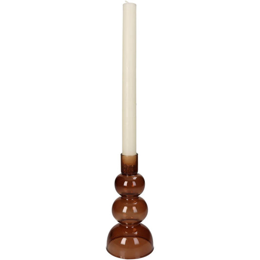 Κηροπήγιο ArteLibre Καφέ Γυαλί 8x8x16cm - Hippiehome.gr