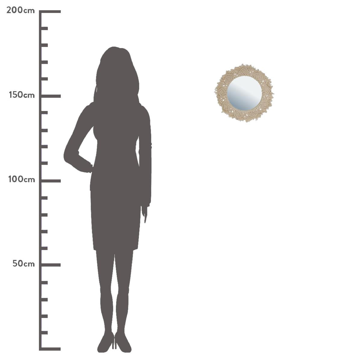 Καθρέπτης ArteLibre Μακραμέ Φυσικό Βαμβακερό 35x2x35cm - Hippiehome.gr