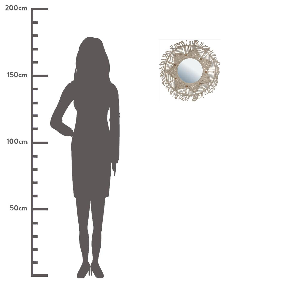 Καθρέπτης ArteLibre Μακραμέ Φυσικό Βαμβακερό 48x2x48cm - Hippiehome.gr