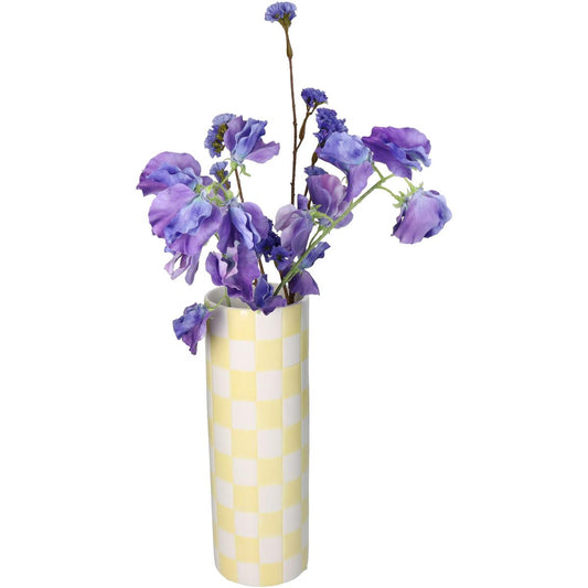 Βάζο ArteLibre Σκακιέρα Κίτρινο Δολομίτης 10.7x10.7x30.7cm - Hippiehome.gr