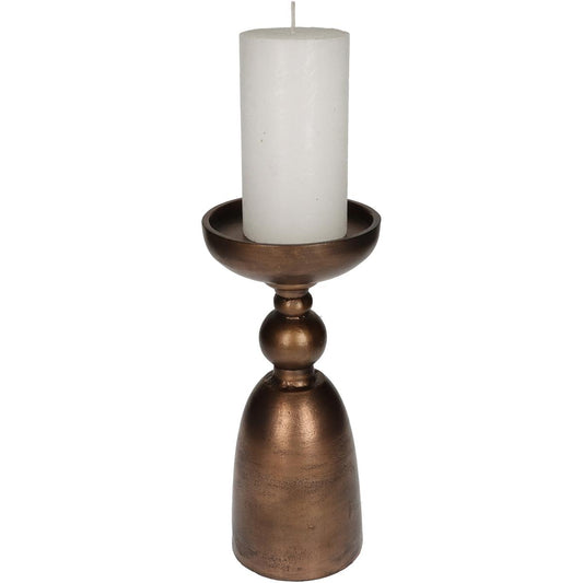 Κηροπήγιο ArteLibre Μπρονζέ Αλουμίνιο 12x12x26cm - Hippiehome.gr