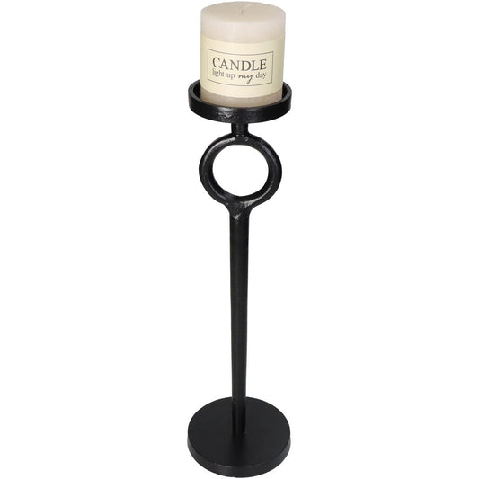 Κηροπήγιο ArteLibre Μαύρο Αλουμίνιο 11.5x11.5x40.5cm - Hippiehome.gr