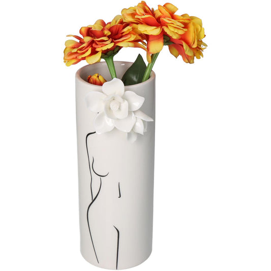 Βάζο ArteLibre Ανθρώπινο Σώμα Ιβουάρ Πορσελάνη 12.2x11x23.5cm - Hippiehome.gr