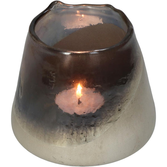 Κηροπήγιο ArteLibre Γκρι Γυαλί 11x11x9.5cm - Hippiehome.gr