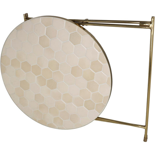 Τραπεζάκι ArteLibre Ιβουάρ Μέταλλο 50x50x50cm - Hippiehome.gr