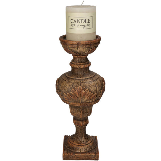 Κηροπήγιο ArteLibre Καφέ Polyresin 12x12x31cm - Hippiehome.gr