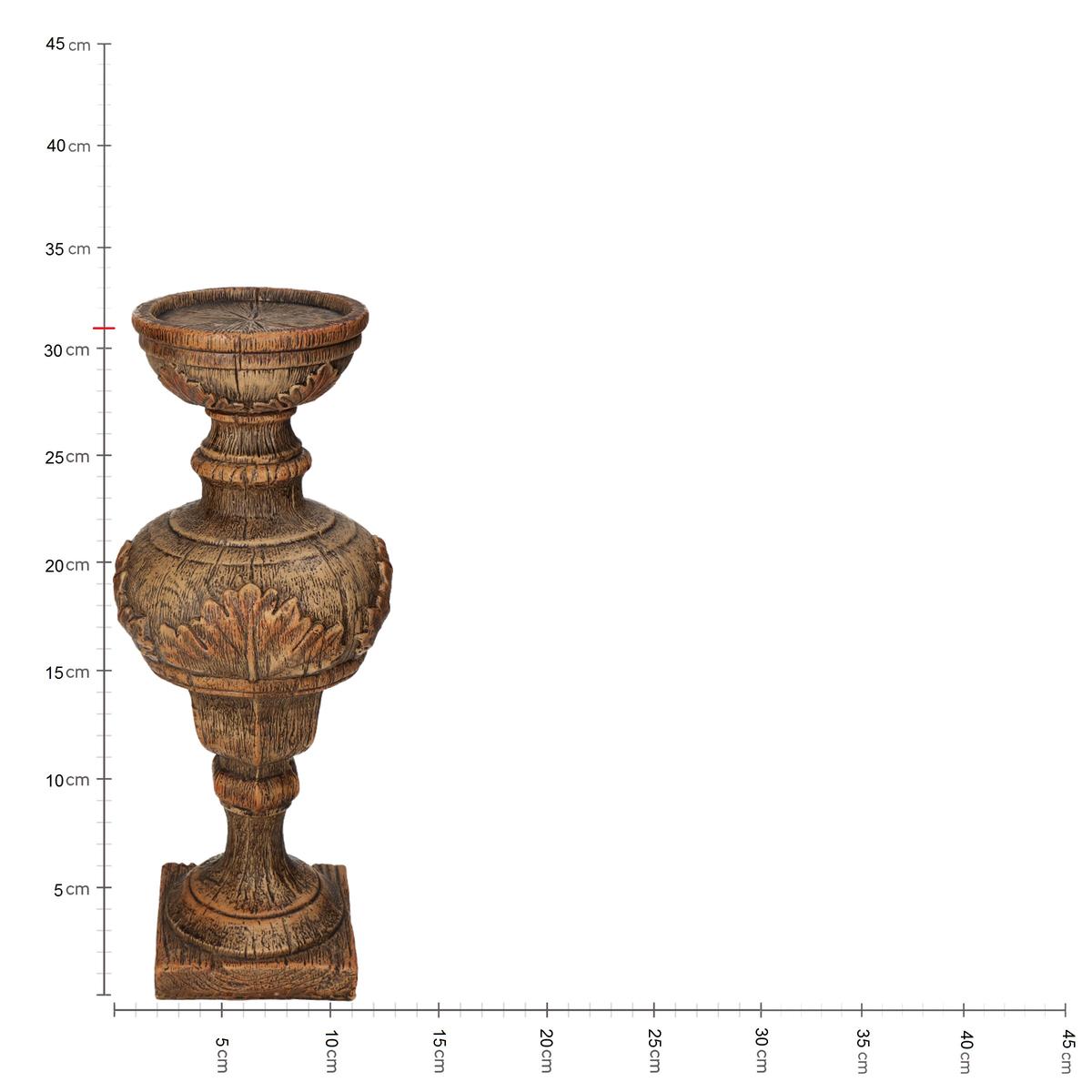 Κηροπήγιο ArteLibre Καφέ Polyresin 12x12x31cm - Hippiehome.gr